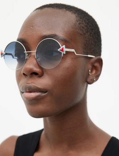 AUTHENTIC FENDI Sunglasses 0243/S 51mm Silver Black Irregular Round Grey Rimless - Picture 2 of 16