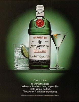 Tanqueray Magazine Ad 1988 Vintage Gin Bottle Bar Decor Alcohol Liquor