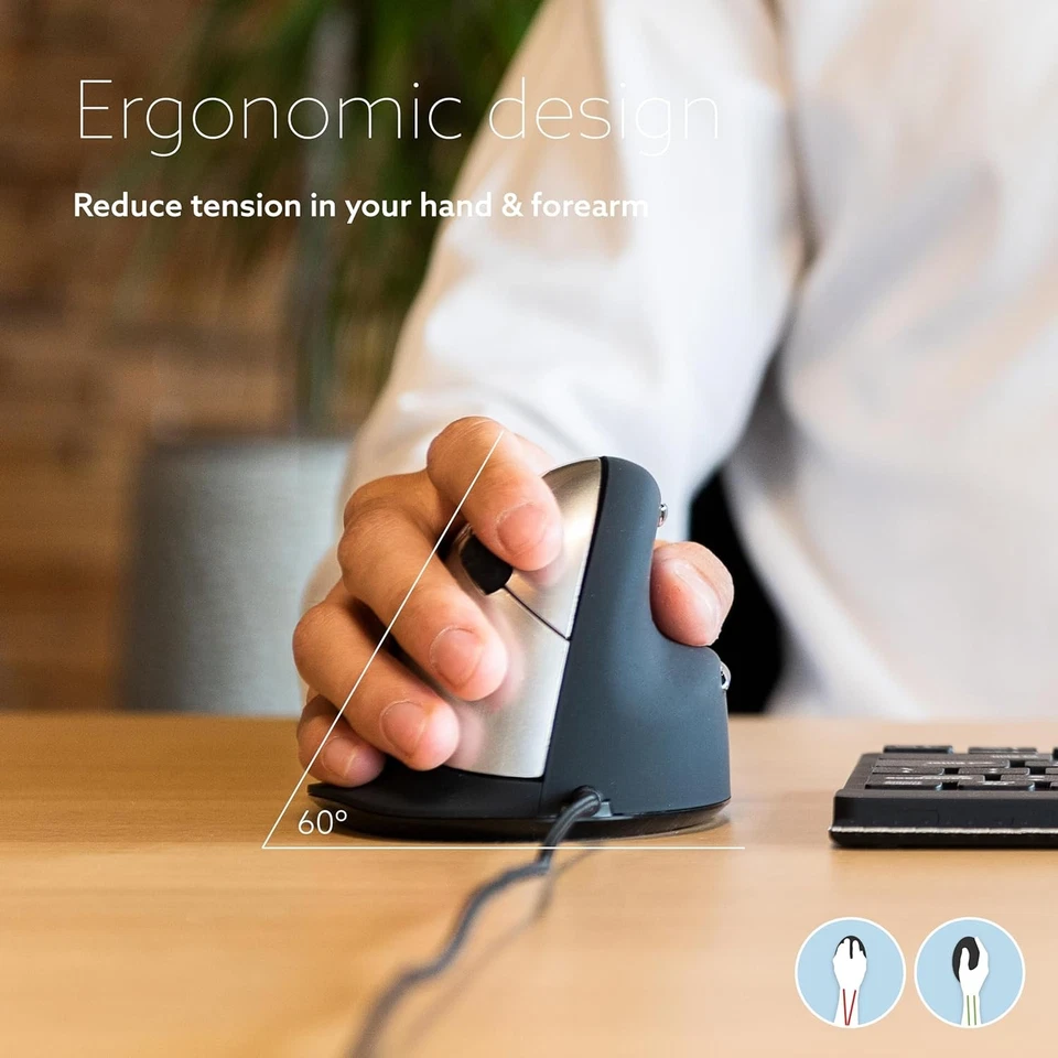 R-Go HE Ergonomic mouse, Large (above 185mm), Right Handed, wired, 500-3500dpi,  - Image 2 of 4