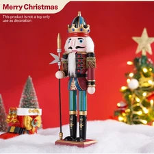12'' Nutcracker Soldier Vintage Spear Wood Christmas Ornaments Decor Gift + Box