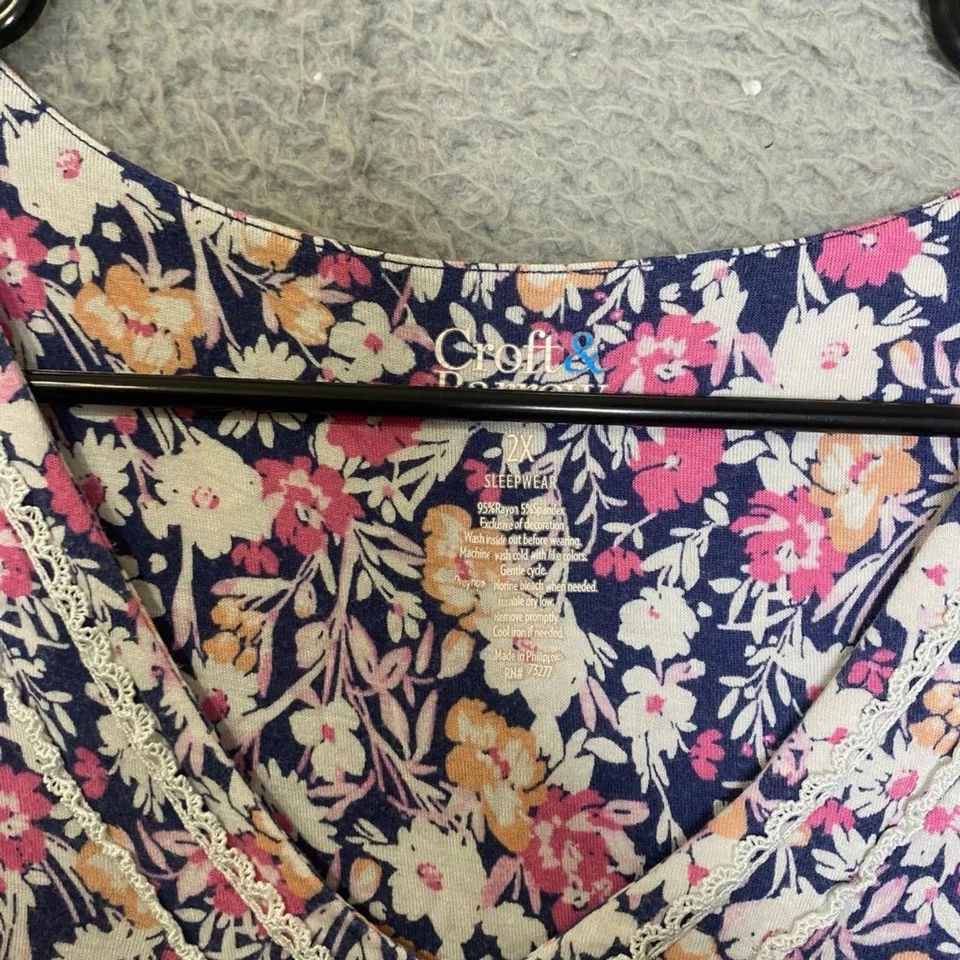 Croft & Barrow Mujer Floral Midi Camisón Ligero Prarie Elástico Plus 2x Foto 2 de 4