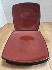 Gibson Elite Soho Set Of 4 Red & Black Square Salad Snack Dessert Plates 7 1/4"