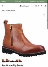 Image of RRP £100 HUSH PUPPIES LEATHER SIZE 3 GRACE ZIP CHELSEA ANKLE BOOTS WOMENS BROWN