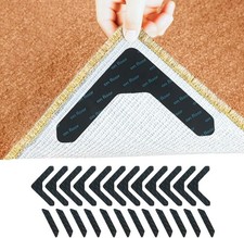 24 Pcs Reusable Rug Grippers - Non-Slip Carpet Tape Pads for Hardwood Tile