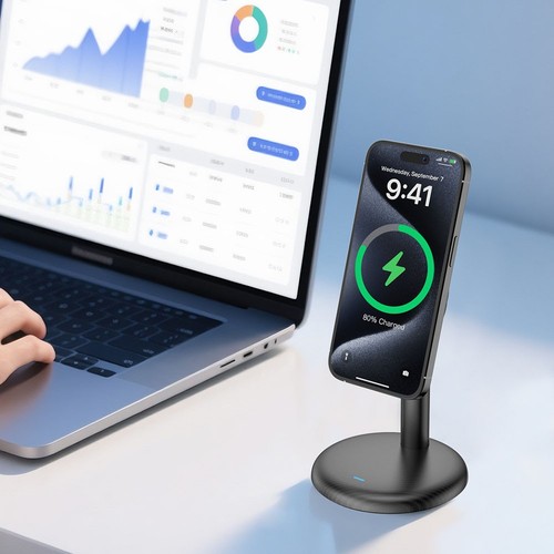 360 Degree Rotating Magnetic Wireless Charging Stand 15W for Desk and Bedside - Afbeelding 10 van 10