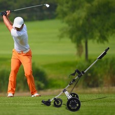 3 Wheel Foldable Golf Pull Push Cart Trolley Scorecard Drink Holder Aluminum USA