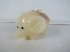 Vintage Hand Carved Wax Elephant Figurine Yellow with Blue Eyes