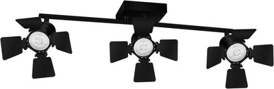 Black 3-Light Track Lighting Fixture, Vintage Industrial Style for Kitchen/Bar