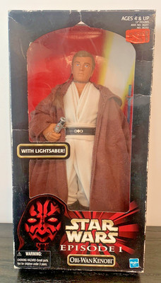 1995 Hasbro 26231 Star Wars Episode 1 Obi-Wan Kenobi mit Lichtschwert 12'' Figur MIB