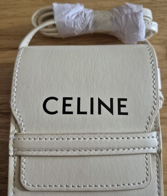 Celine White Leather phone/sunglasses case CELINE Authentic White crossbody pouch phone wallet  main image 4
