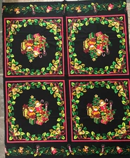 Christmas Tree Toys Prese Pillow Panels Quilting Crafting Fabric Panel 4 Squares