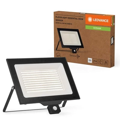 Ledvance LED Fluter Außenleuchte Essential Schwarz IP44 200W Neutralweiß Sensor - Bild 1 von 4