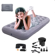Twin Size Single Camping Air Mattress Bed with Air Pump,75x 39Thickened Porta...
