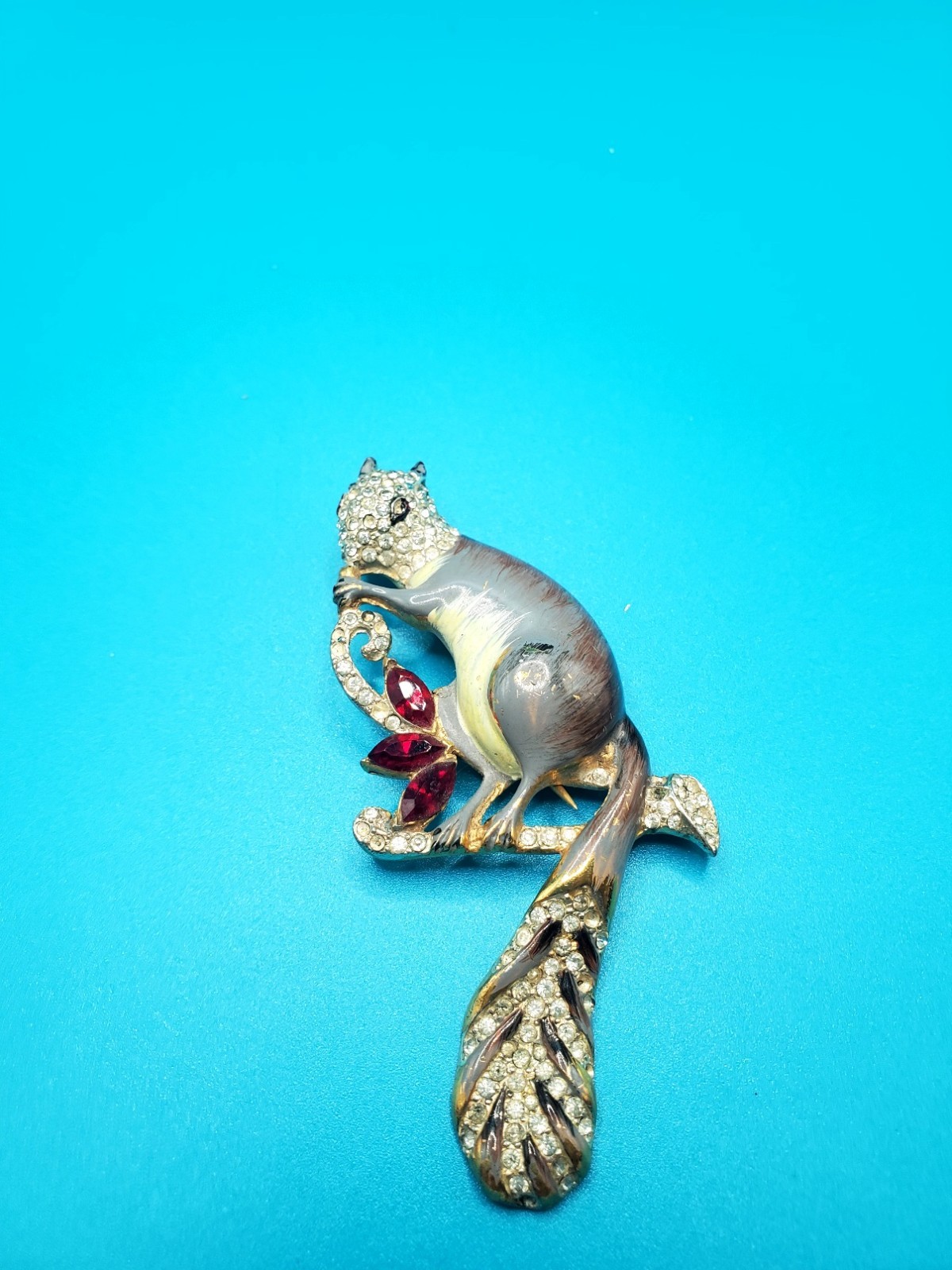 Rare Coro Craft Sterling Ruby Squirrel brooch - image 3