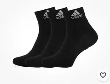 Adidas Cushioned Ankle Socks Black 3 Pack DZ9365  - Classic Adidas logo.