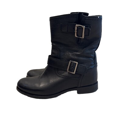 PRADA Women's Leather Motorcycle Boots Ankle 36.5