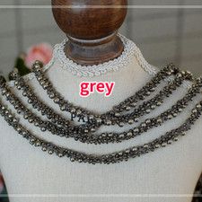 3 Meter Lace Beaded Ribbon Trim Faux Pearl Edge for Sewing Costume DIY Dress New