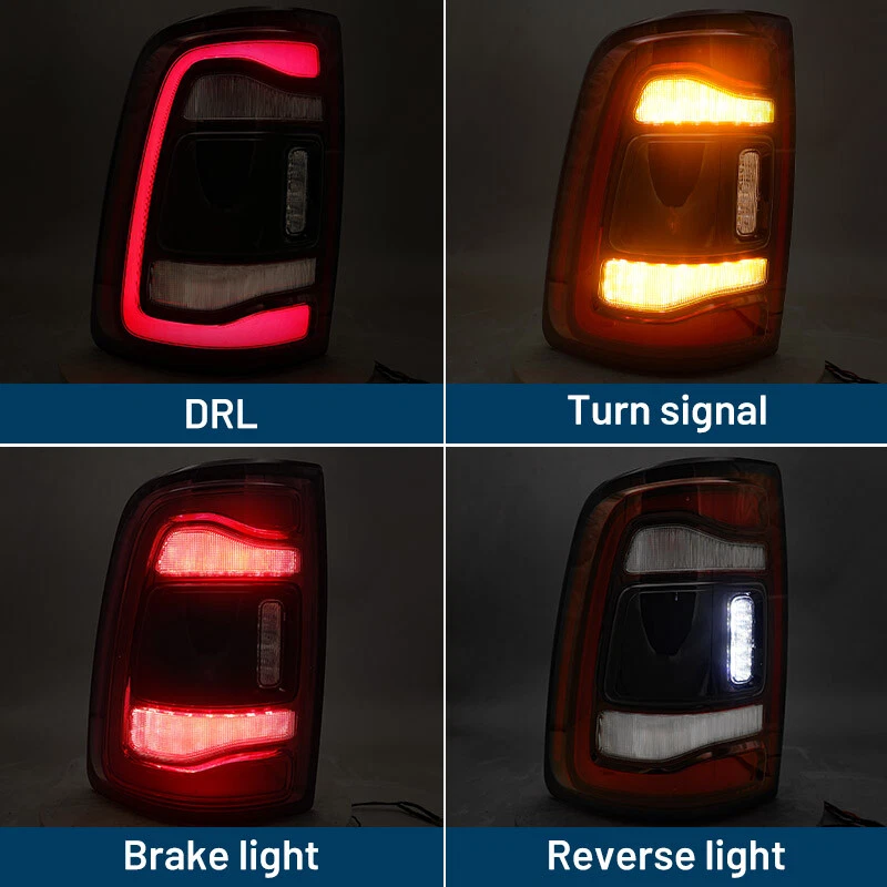 Par de luces traseras LED con punto ciego para Dodge RAM 2500 3500 2019-2024 bisel negro Foto 4 de 4