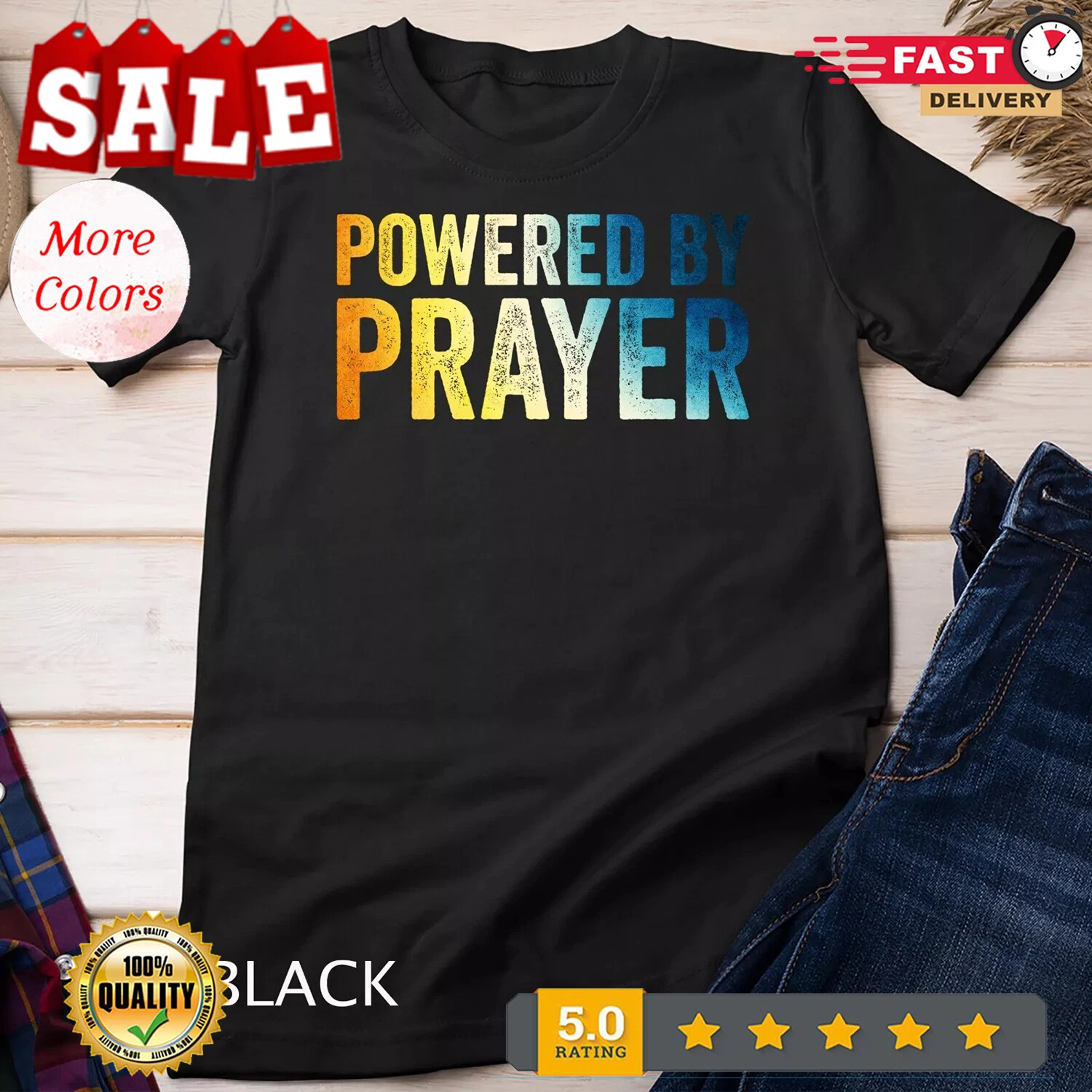 2025 Gradient Prayer Powered Christian Faith Unisex T-Shirt