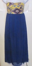 Xhilaration Junior's Medium M blue geometric striped Maxi sundress dress j105