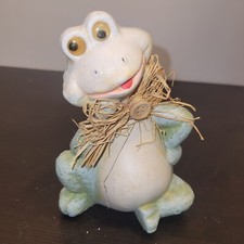 Porcelain Green Frog Fir Table Or Shelf With A Bow Around His Neck