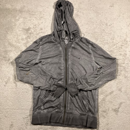 AllSaints Spitalfields Hertford Hoodie Damen Large grau schick Outdoor durchgehender Reißverschluss