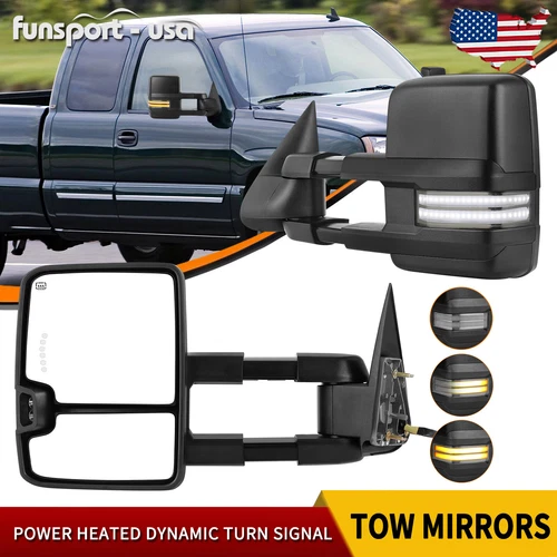 Power Heated Tow Mirrors for 03-06 Silverado Sierra 1500 2500HD Dynamic Signal