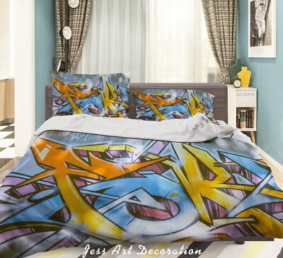 3D Full Wall Graffiti Colorful Quilt Cover Set Bedding Sets Pillowcases 64