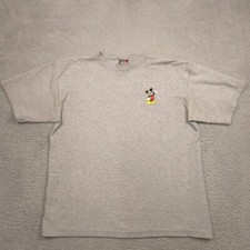 Disney Mickey Unlimited T-Shirt Mens L Gray Embroidered Mickey Mouse VTG 90s