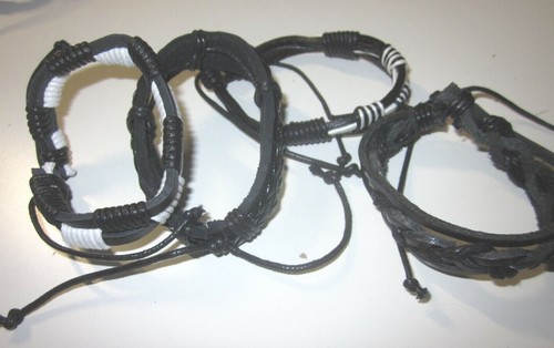 1 SET of 4 Leather Bracelets Youth Women Men Braided LEATHER Wristband Rope NEW! - Picture 9 of 17