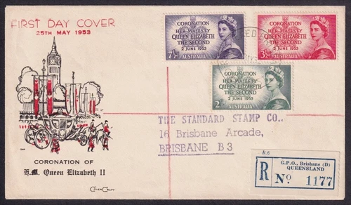 Australia, 1953 Coronation Illustrated Registered FDC. SCARCE CoverCraft Cachet