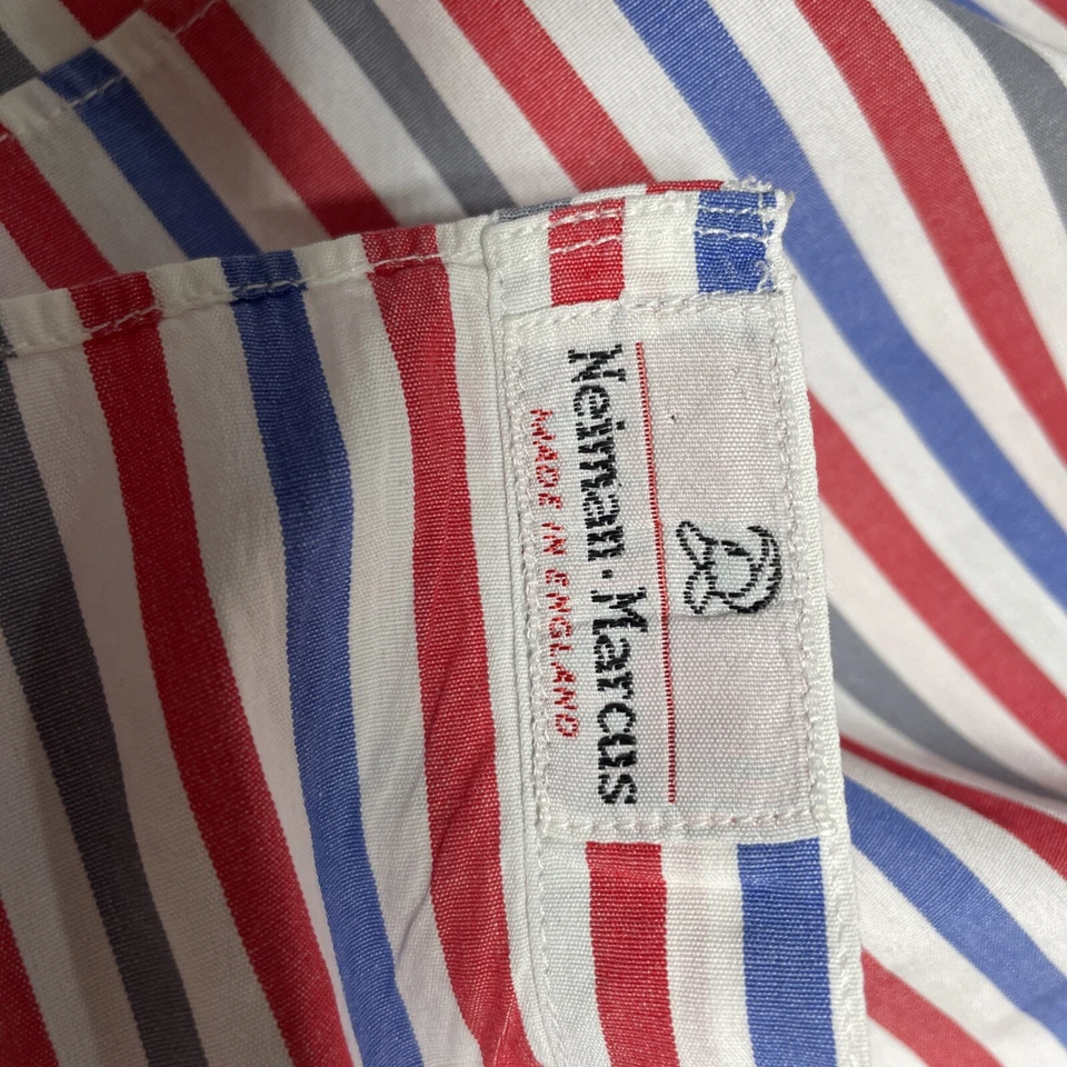 Turnbull & Asser Dress Shirt Mens Blue Red White Gray Striped England UK - Image 4 of 4