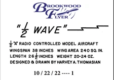 1/2 HALF WAVE High Wing PLAN & Building Article to Build 38” RC Model Airplane