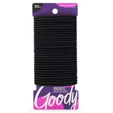 Goody Ouchless Elastic Hair Ties - 30 Ct, Black, 4MM Rubber Bands for Hair,---