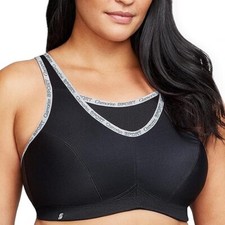 40DD Glamorise 1066 Medium Impact No-bounce Wirefree Sports Bra, Black NEW