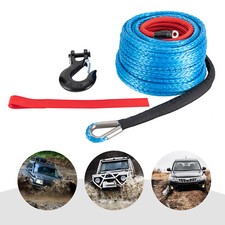 3/8"x100' Synthetic Winch Rope w/ Hook Winch Cable w/Protective Sleeve New