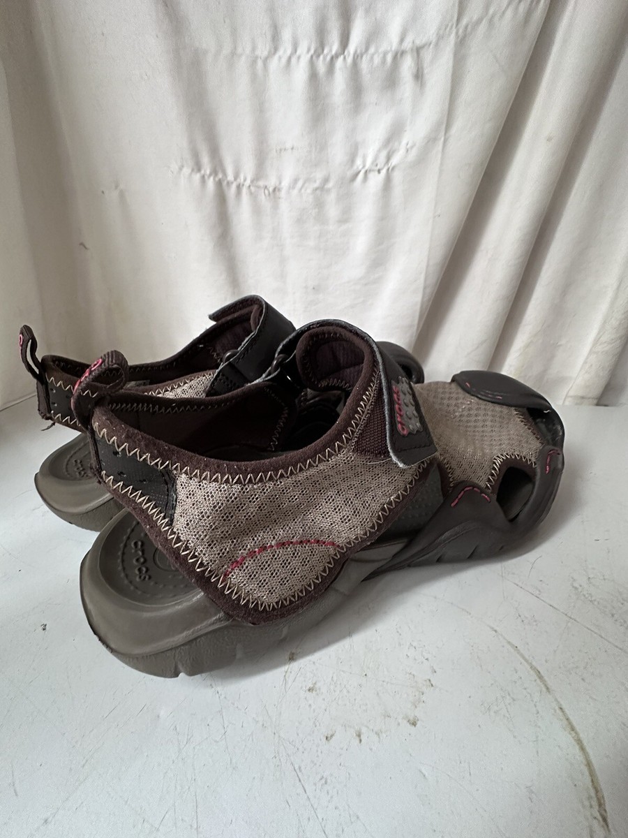 Crocs Swiftwater Mens 12 Brown Fisherman Sports‎ Sandals Water Shoes Mesh 15041 CROCS 15041 Brown SwiftWater Mesh Fisherman Deck Sandals  main image 3