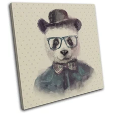 `Hipster Watercolour Panda Cool Animals SINGLE CANVAS WALL ART Picture Print