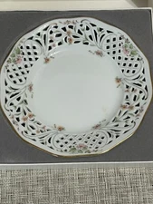 Oscar de la Renta 6" Pierced Trinket Canape Plate ENGLISH GARDEN Fine China