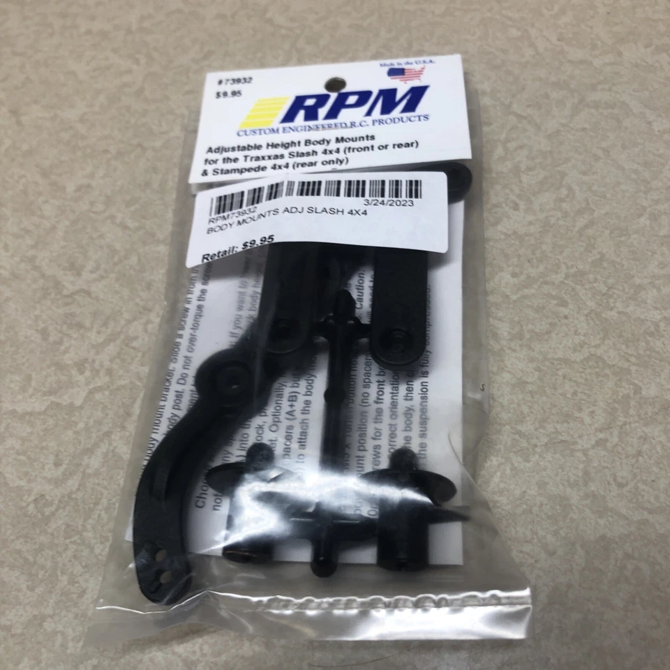RPM 73932 Black Adjustable Body Mounts for Slash 4x4, Rally, Stampede 4x4 - Image 2 of 3