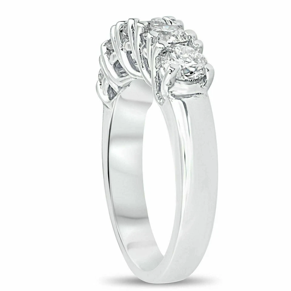 5 Stone 2.50 Ct Round Cut Off White Treated Diamond Band 925 Sterling Silver - Image 4 of 4