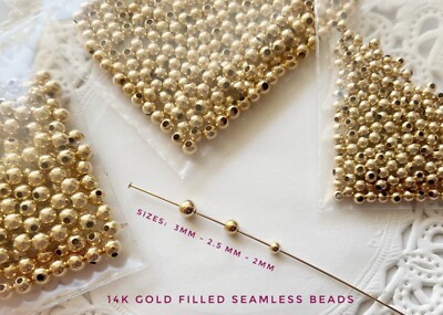 14K Gold Filled Seamless Round Beads - Choose Size  - 20 PC. PACK