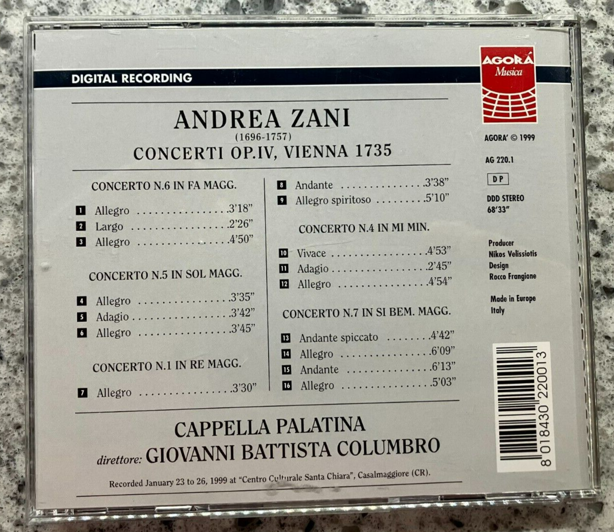 Andrea Zani - Cappella Palatina, G. B. Columbro – Concerti Andrea Zani - Cappella Palatina, G. B. Columbro – Concerti