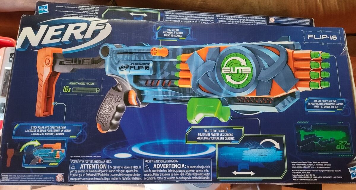 Nerf Elite 2.0 Flipshots Flip-16 Blaster, 16 Dart Barrels Flip, Kids Toy  for Boys and Girls with 16 Darts