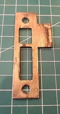 Vtg 3¼+" Steel Mortise Lock  Strike Plate Keeper Part Brass Plated - K