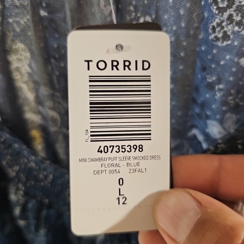 Torrid Minikleid Damen Größe 0X Blau Chambray Puffärmel Gesmokt 100 % Lyocell - Bild 4 von 9