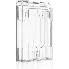 Vertical 2-Card Badge Holder with Thumb Slot 2 Pack Hard Plastic ID Card