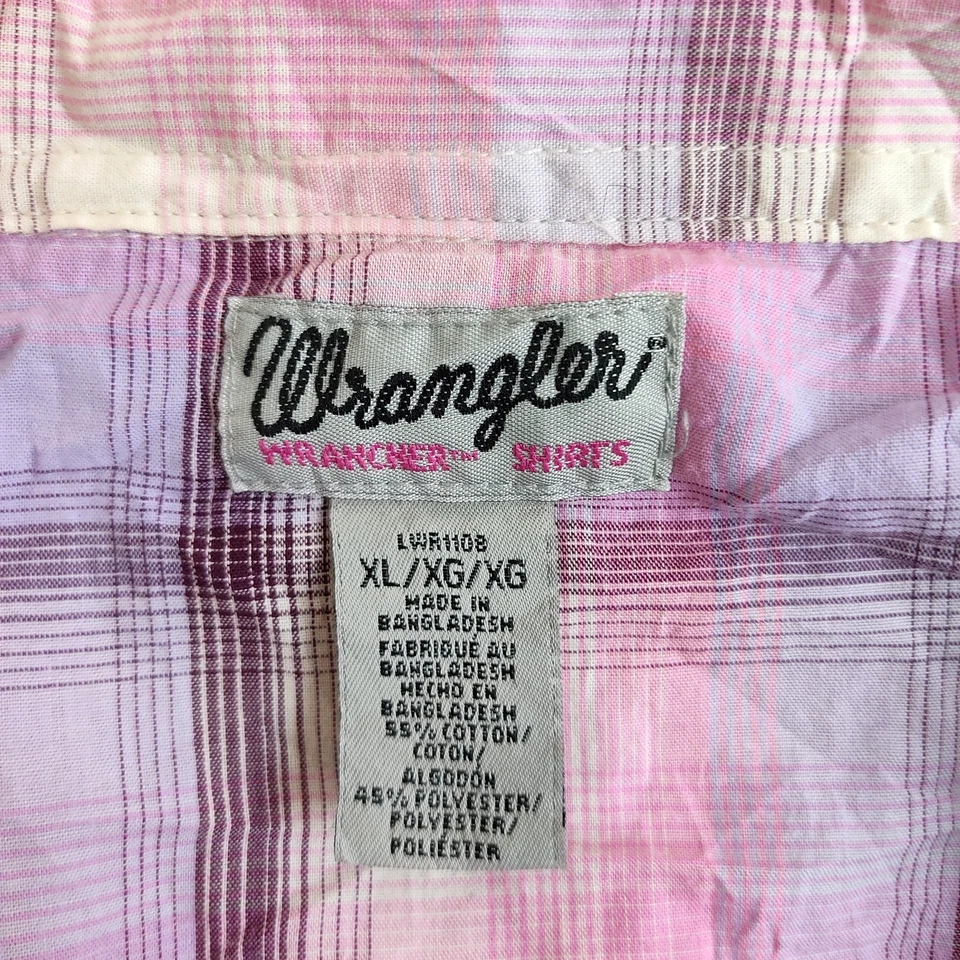 Camisa Wrangler Mujer Talla XL Cuadros Encaje Rosa Occidental Manga Corta Abotonada Foto 3 de 4