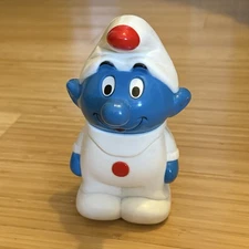 Vtg 1982 Smurf Windup Musical Walking Toy ILLCO Peyo White Blue The Smurfs