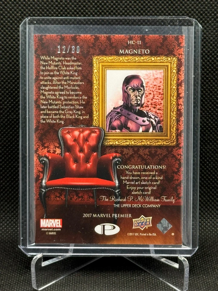 2017 UD Marvel Premier Hellfire Club Portraits Sketch HC-11 Magneto Anthony Tan - Image 2 of 2